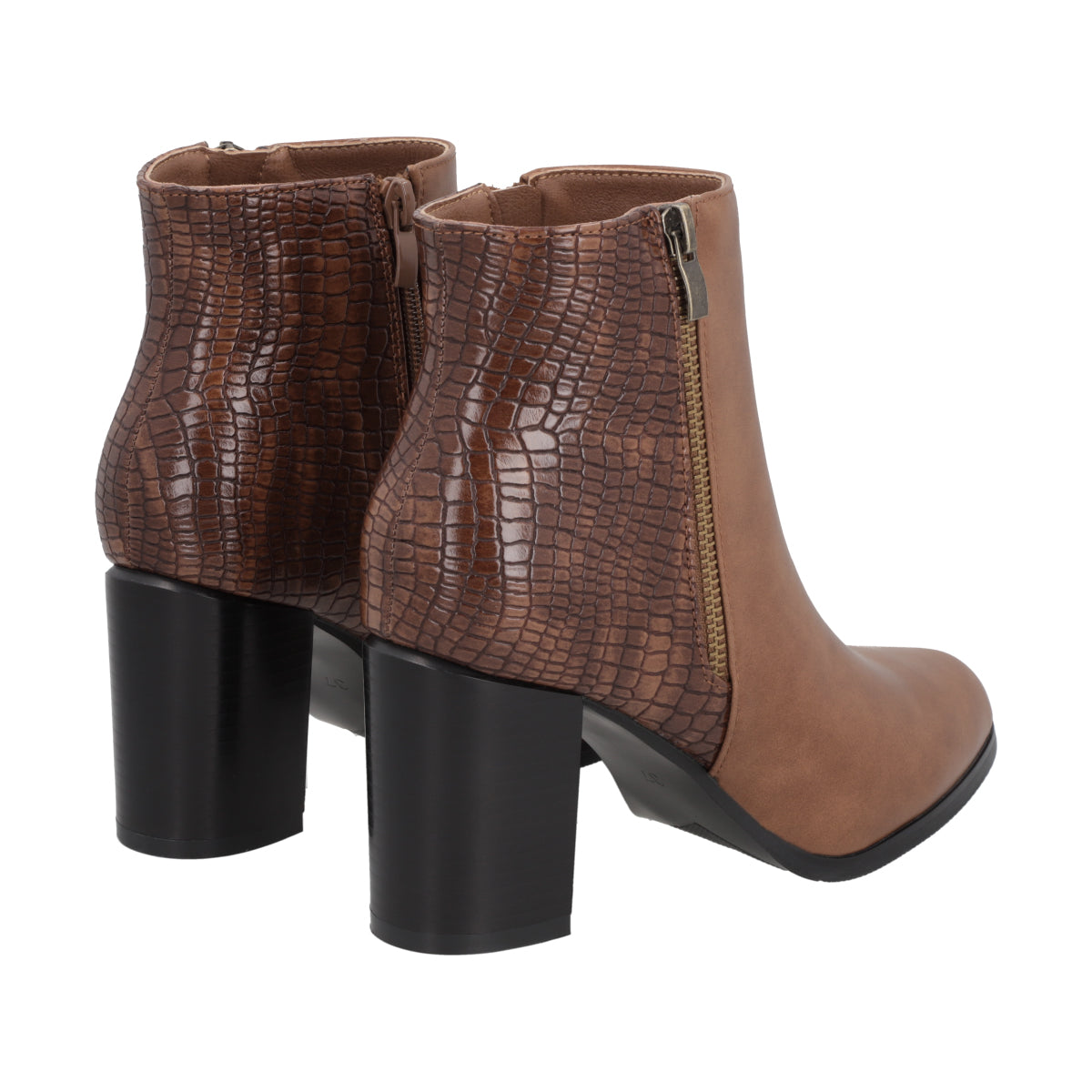 Botin Mujer Marrón Taco Medio Lux Police