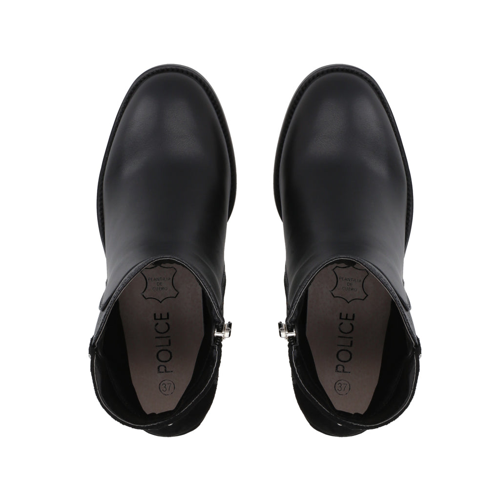 Botin Casual Mujer Negro Taco Medio Noir Police