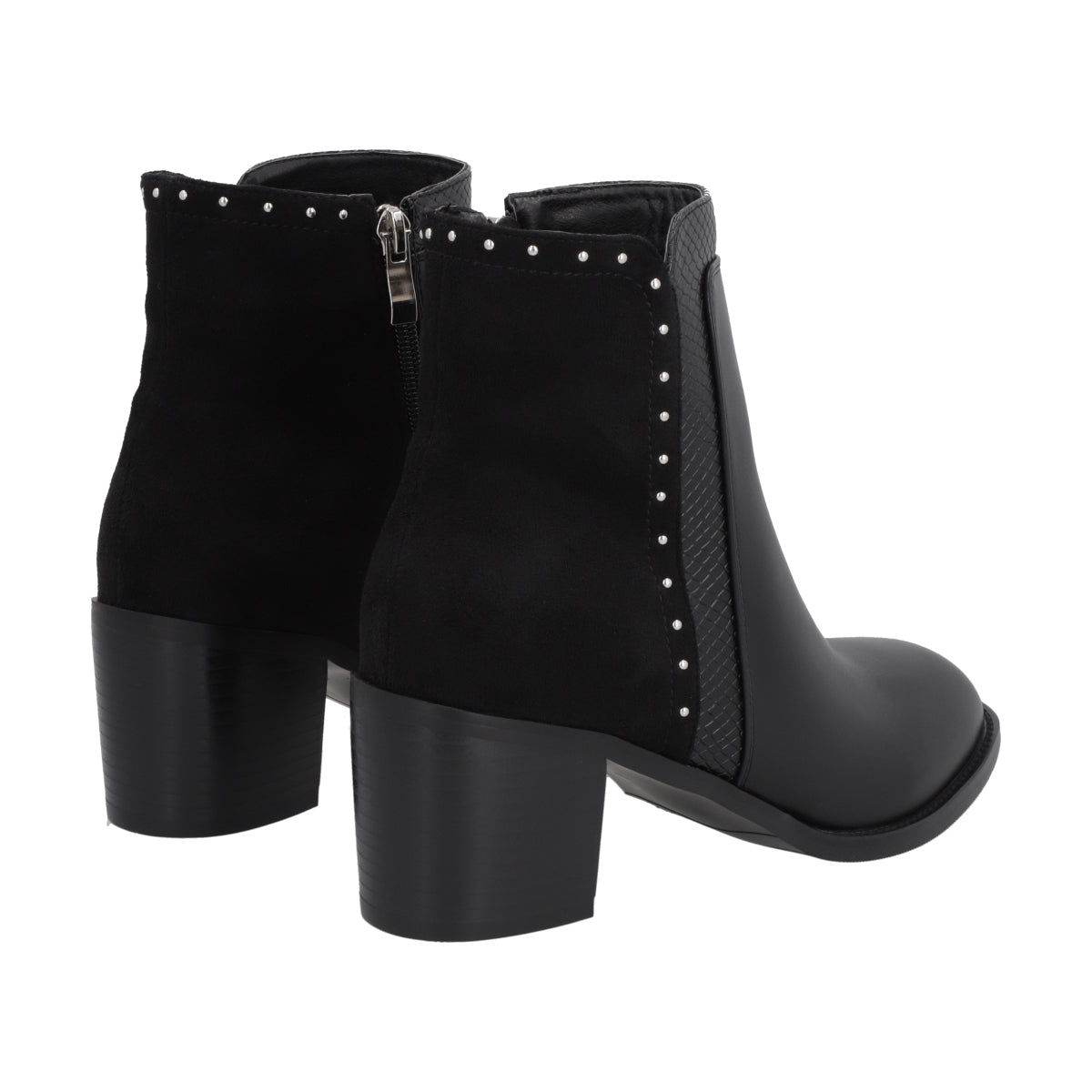 Botin Casual Mujer Negro Taco Medio Noir Police