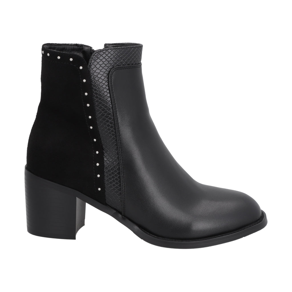 Botin Casual Mujer Negro Taco Medio Noir Police