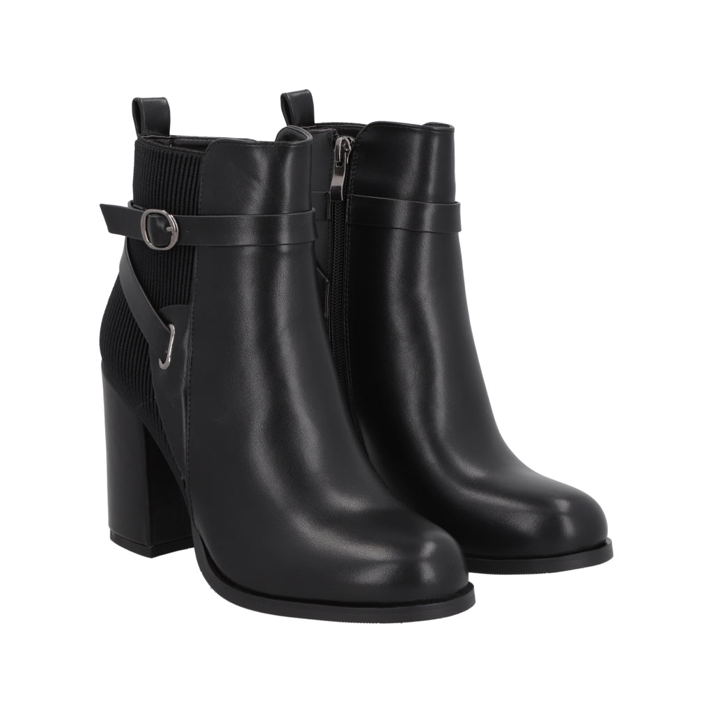 Botin Mujer Negro Taco Alto Serena Police