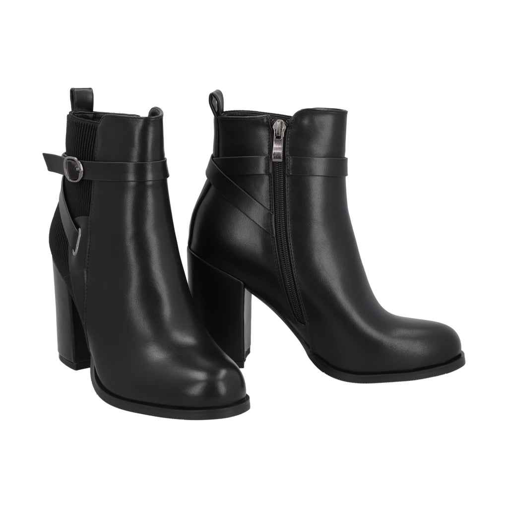 Botin Mujer Negro Taco Alto Serena Police