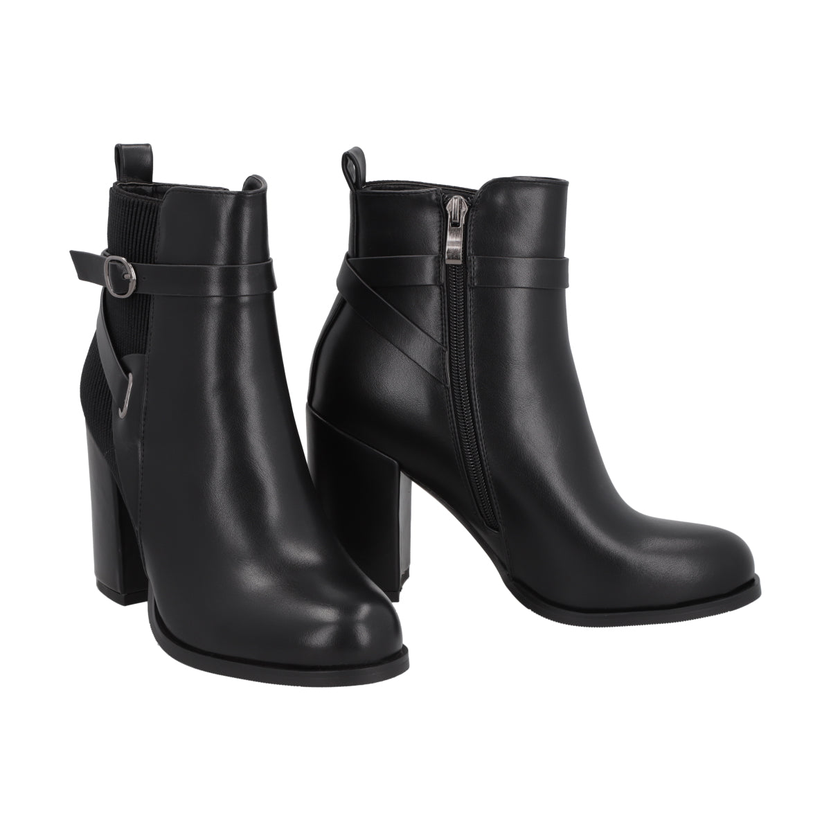 Botin Mujer Negro Taco Alto Serena Police