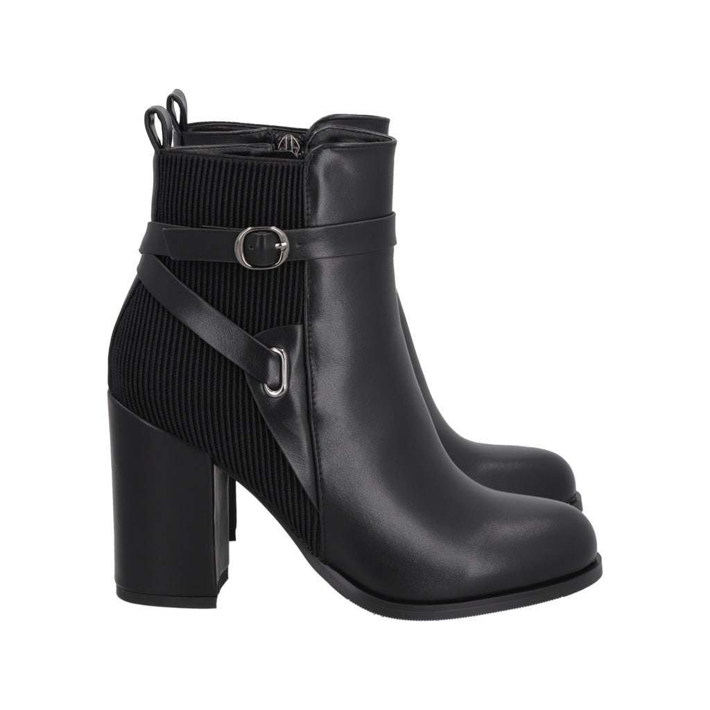 Botin Mujer Negro Taco Alto Serena Police