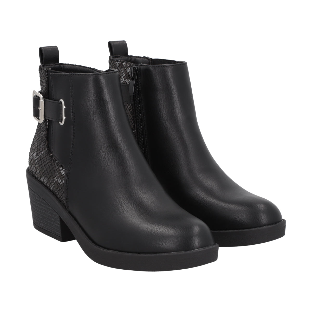 Botin Casual Mujer Negro Taco Medio Harper Police