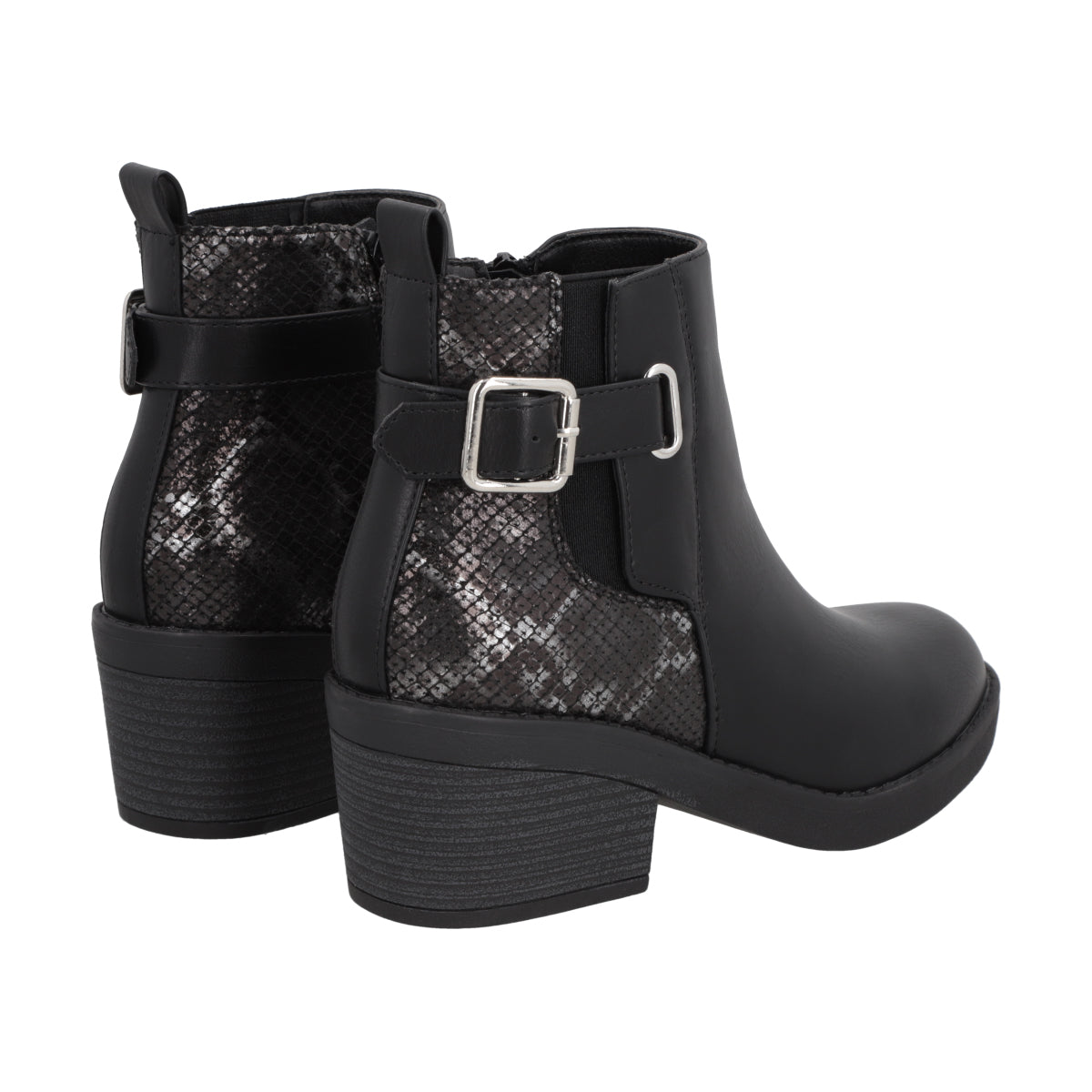 Botin Casual Mujer Negro Taco Medio Harper Police