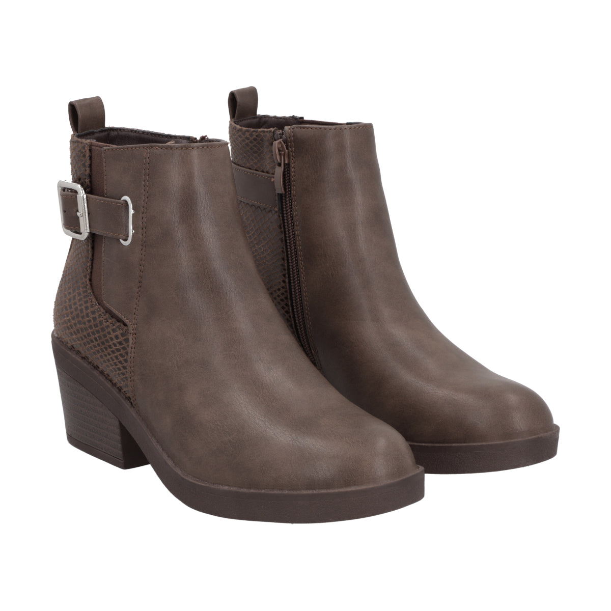 Botin Casual Mujer Café Taco Medio Harper Police