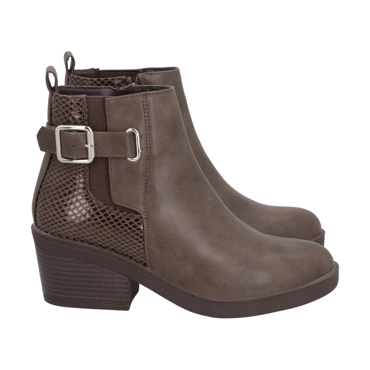 Botin Casual Mujer Café Taco Medio Harper Police