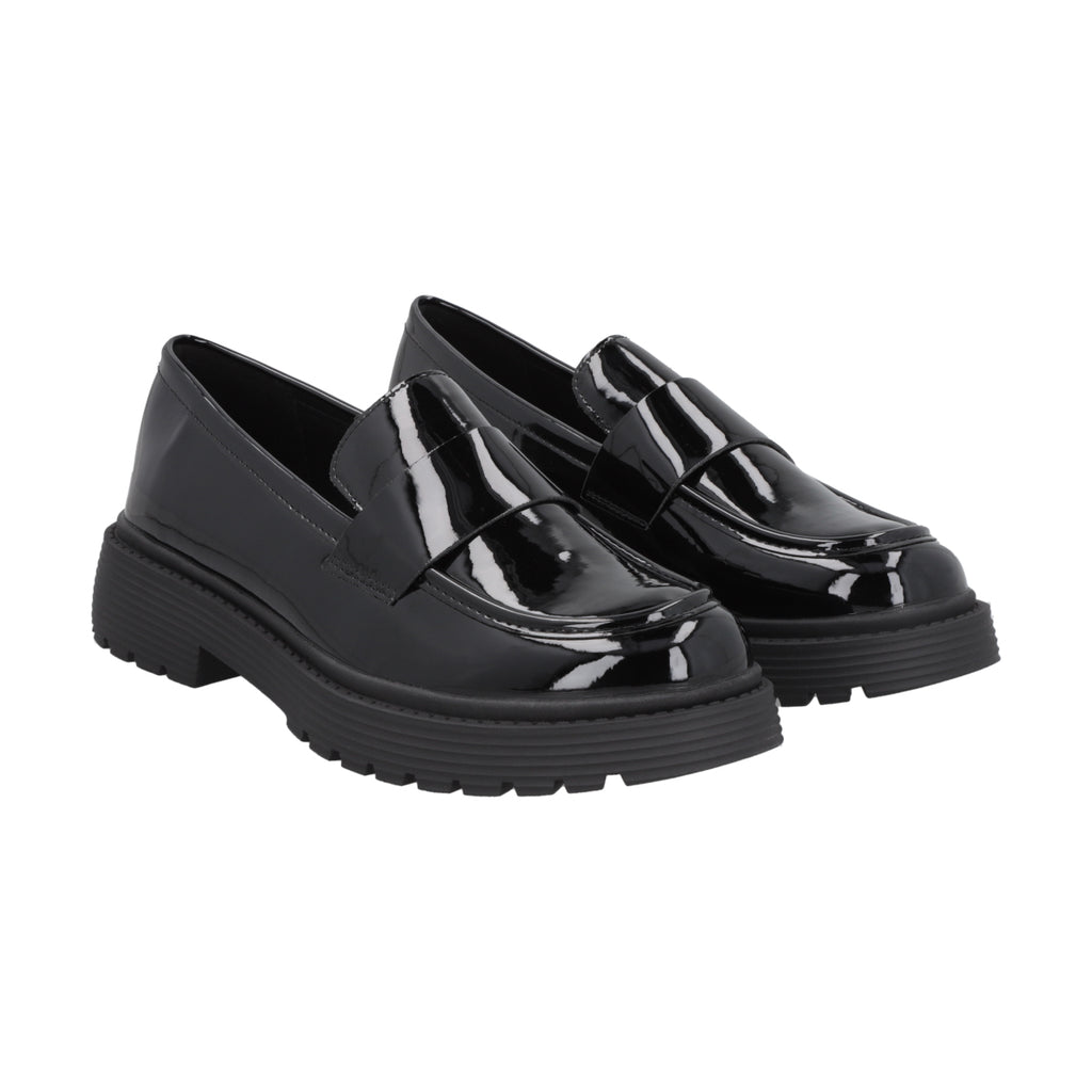Mocasín Mujer Negro Plataforma Glossy Police