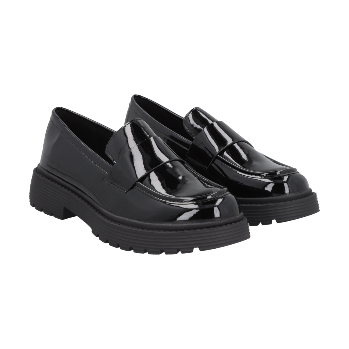 Mocasín Mujer Negro Plataforma Glossy Police