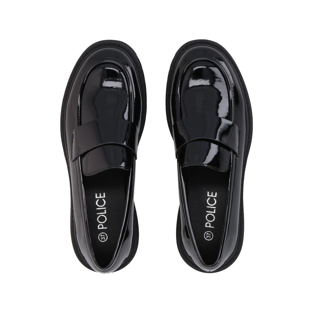 Mocasín Mujer Negro Plataforma Glossy Police