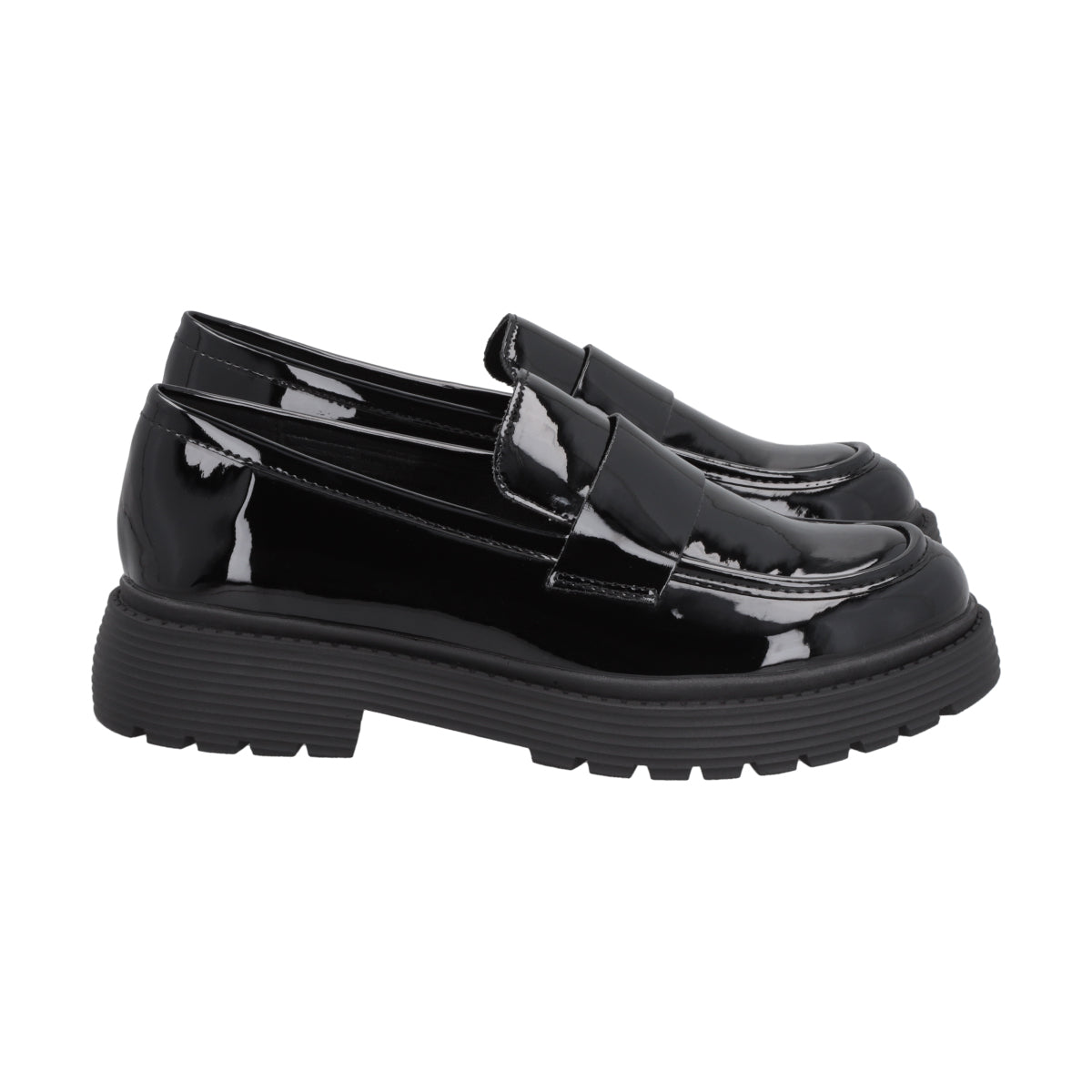 Mocasín Mujer Negro Plataforma Glossy Police