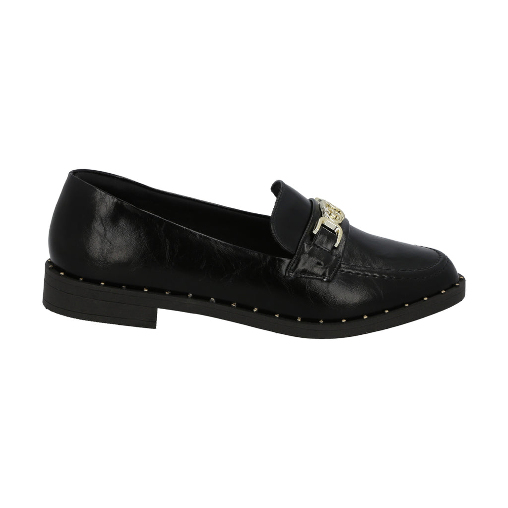 Mocasin Mujer Negro/Dorado Antonella Police