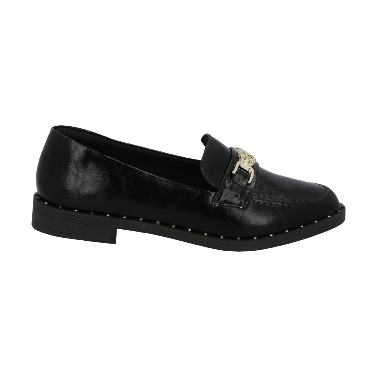 Mocasin Mujer Negro/Dorado Antonella Police