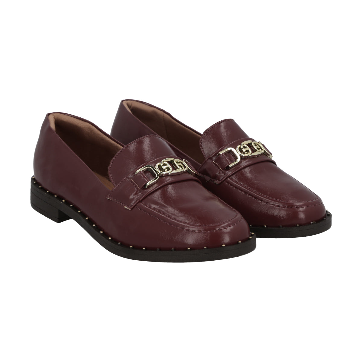 Mocasin Mujer Burdeo/Dorado Antonella Police