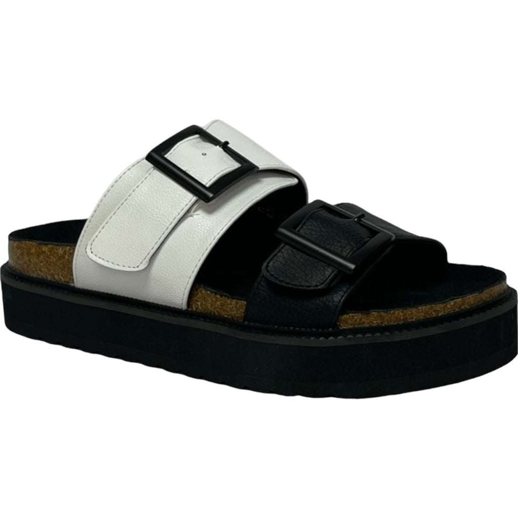 Sandalia Mujer Blanco/Negro London Detogni