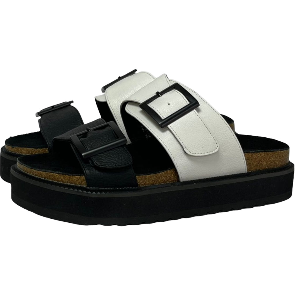Sandalia Mujer Blanco/Negro London Detogni
