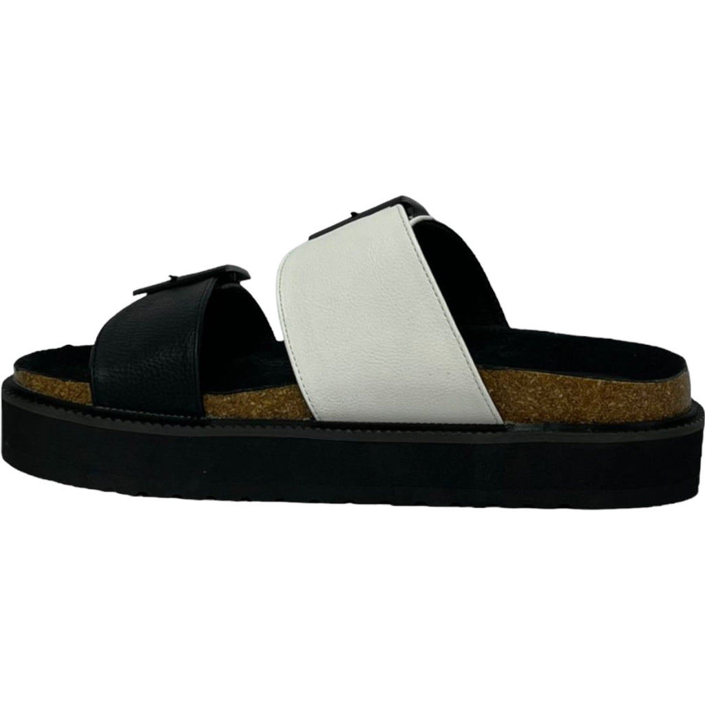 Sandalia Mujer Blanco/Negro London Detogni