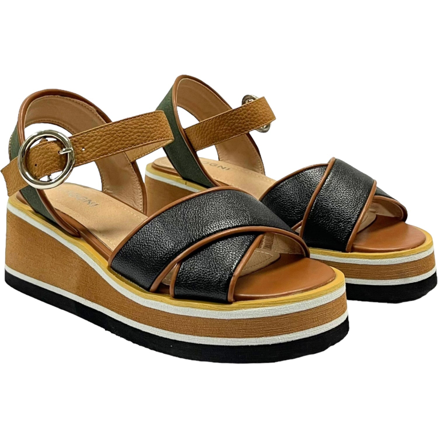 Sandalia Mujer Negro/Café Gabriela Detogni