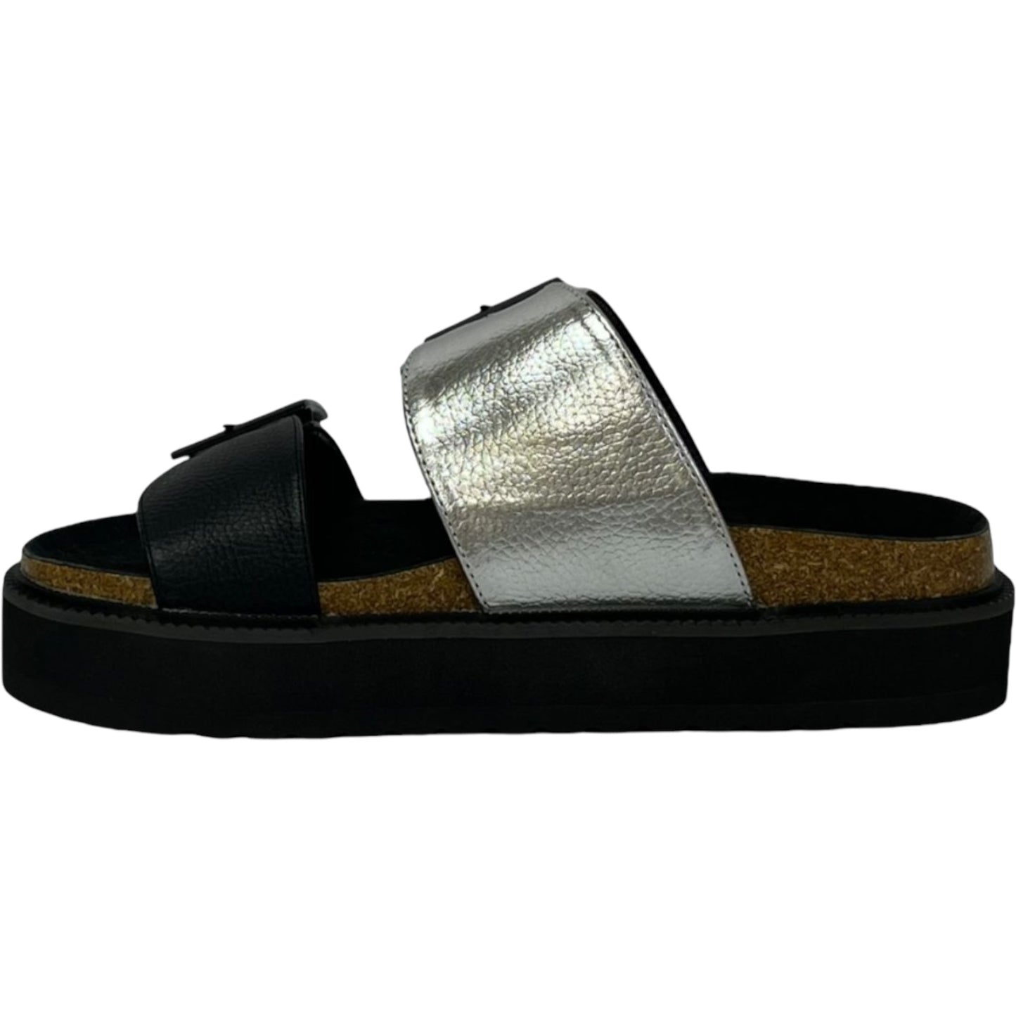 Sandalia Mujer Plateado/Negro London Detogni