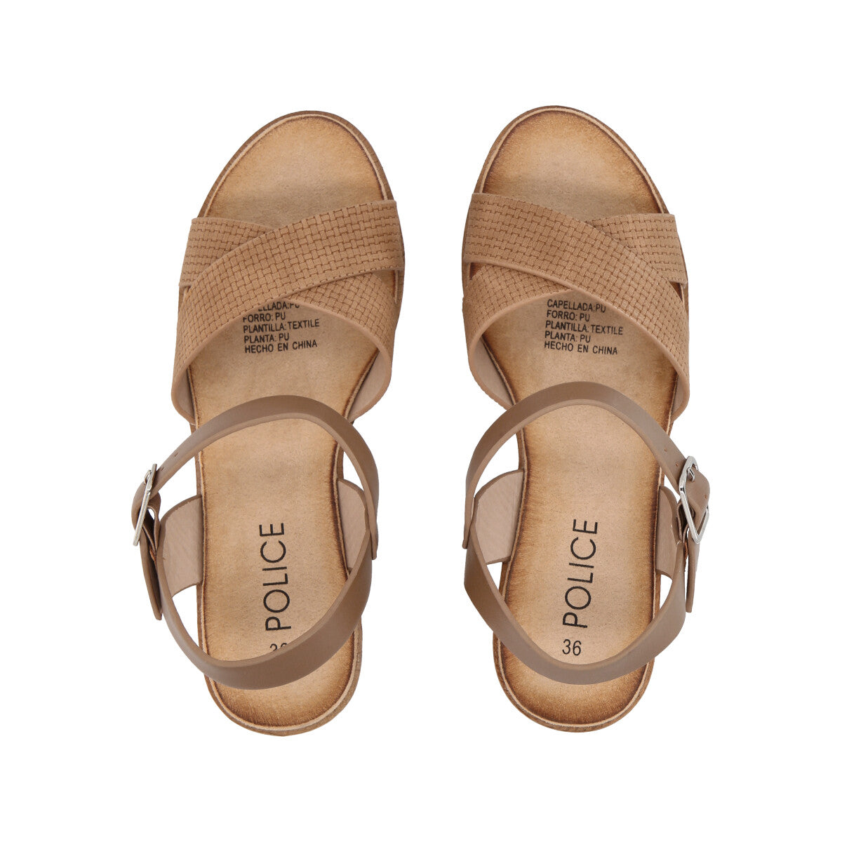 Sandalia Mujer Café Taco Medio Simona Police