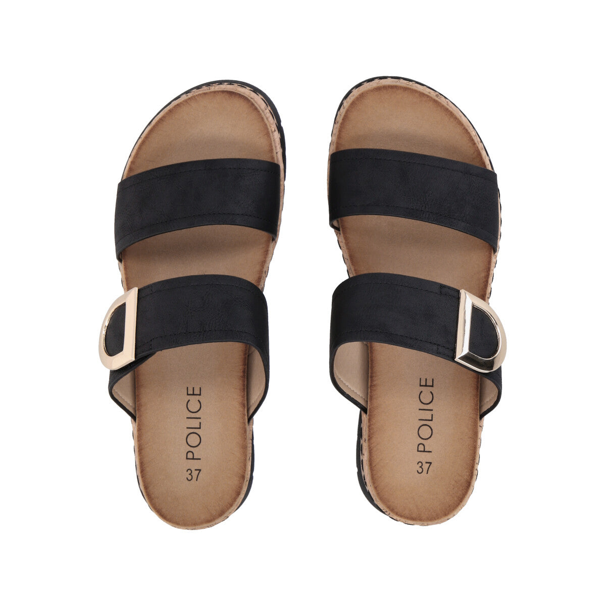 Sandalia Mujer Negro Plataforma Kathe Police