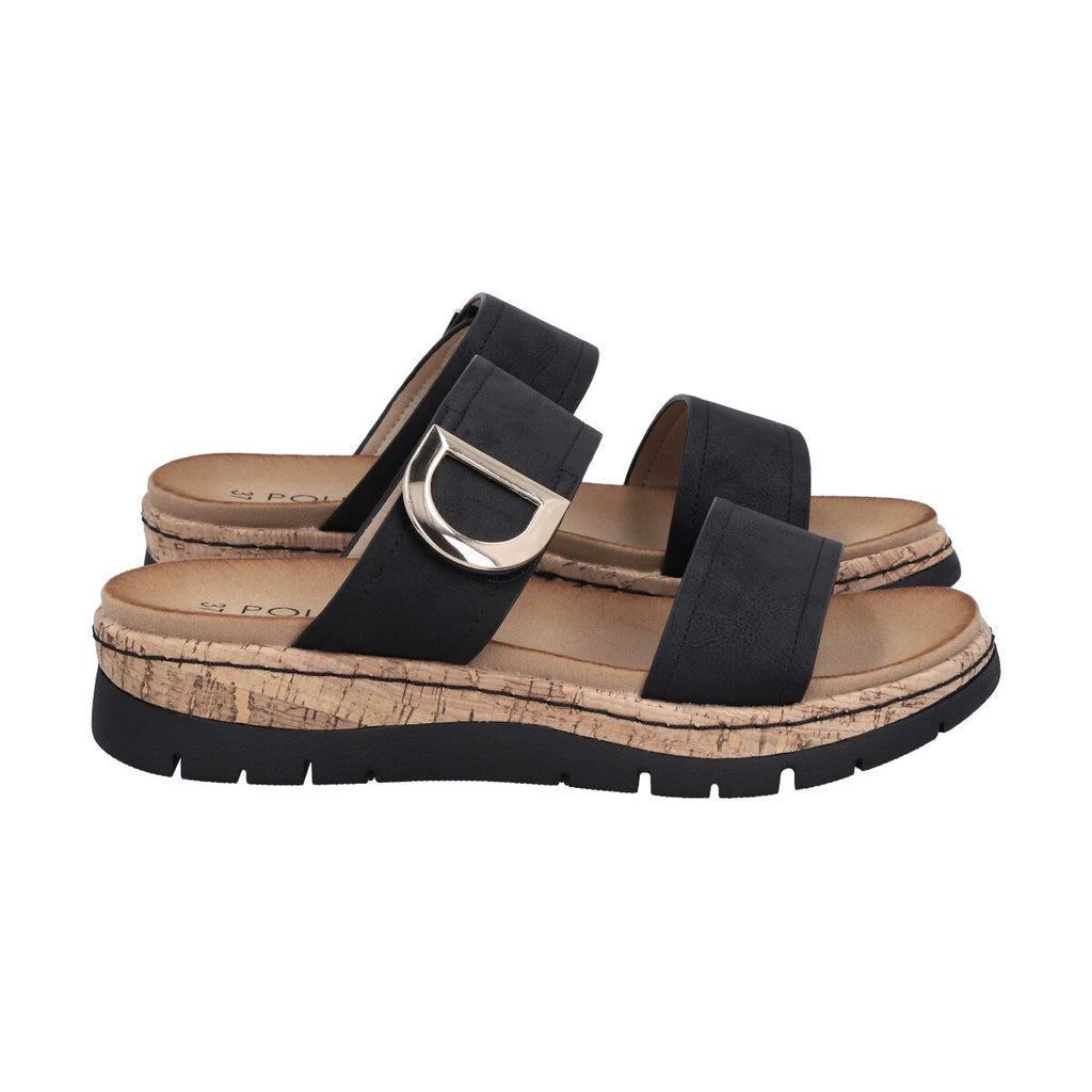 Sandalia Mujer Negro Plataforma Kathe Police