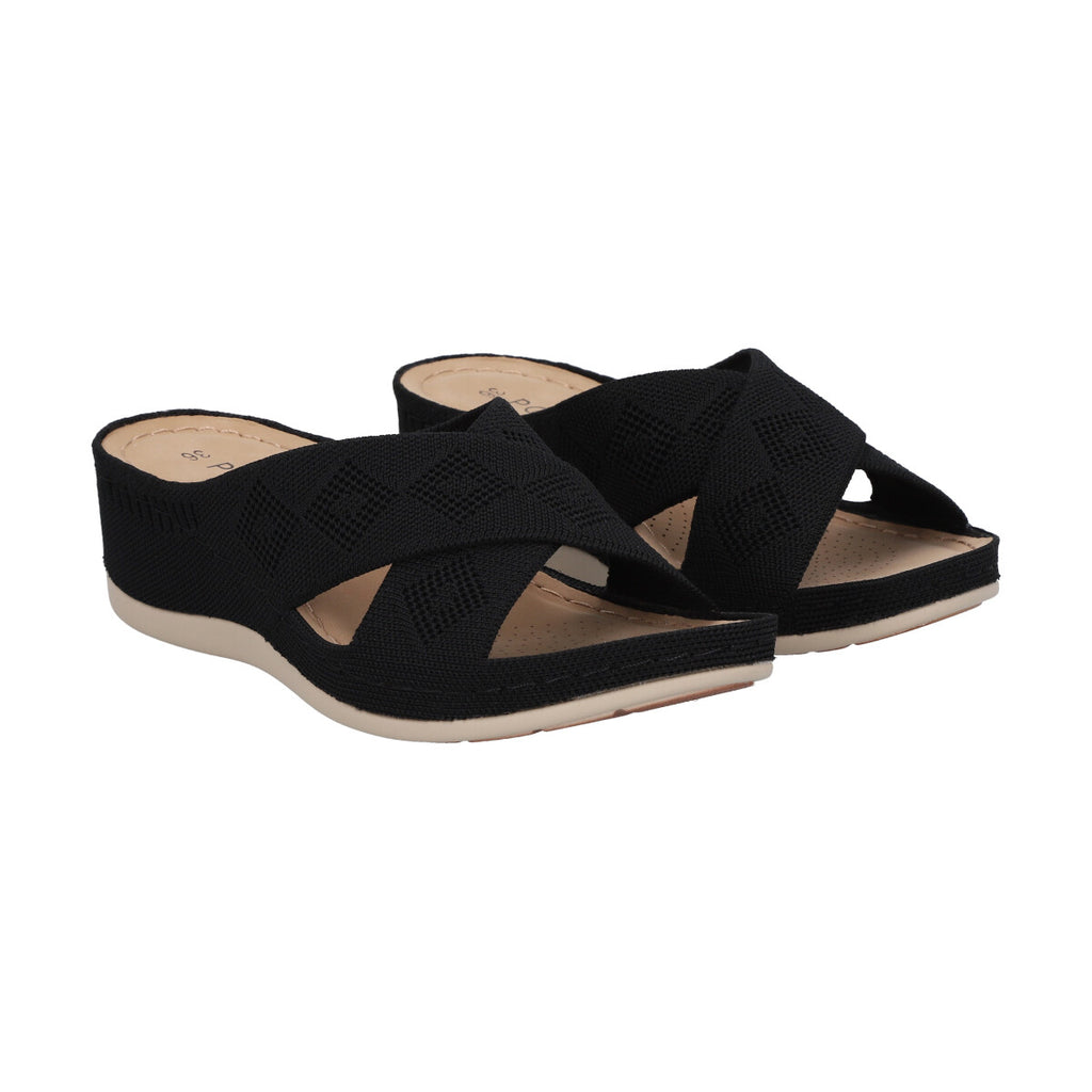 Sandalia Mujer Juana Plataforma Negro Police