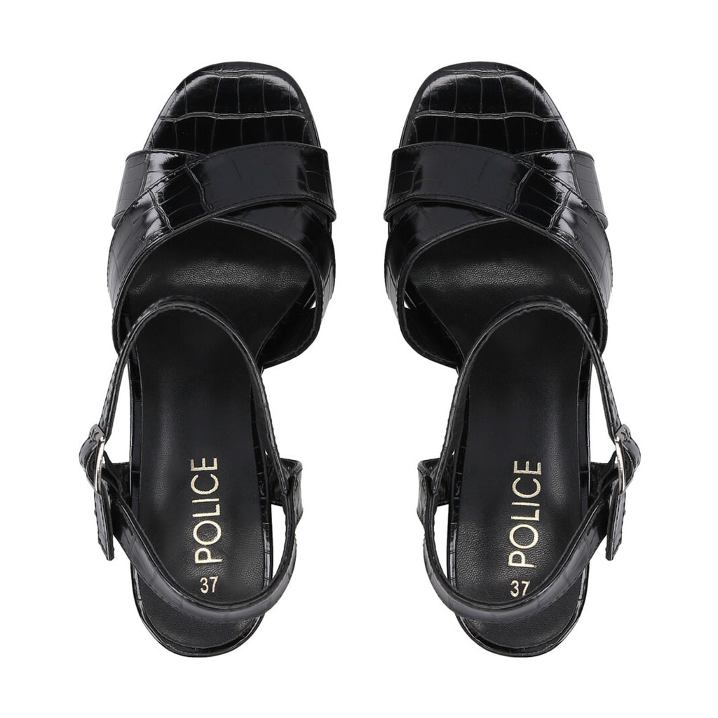 Sandalia Mujer Negro Taco Alto Jules Police