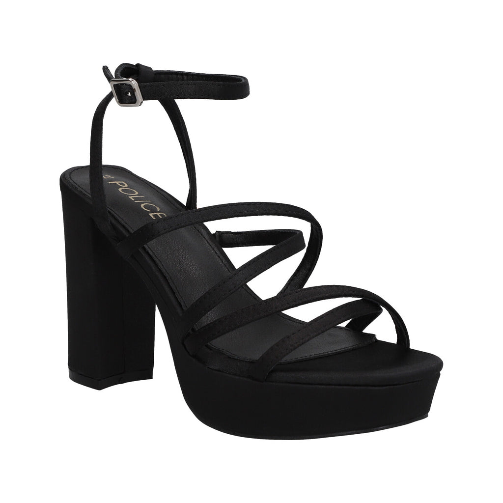 Sandalia Mujer Negro Taco Alto Holly Police