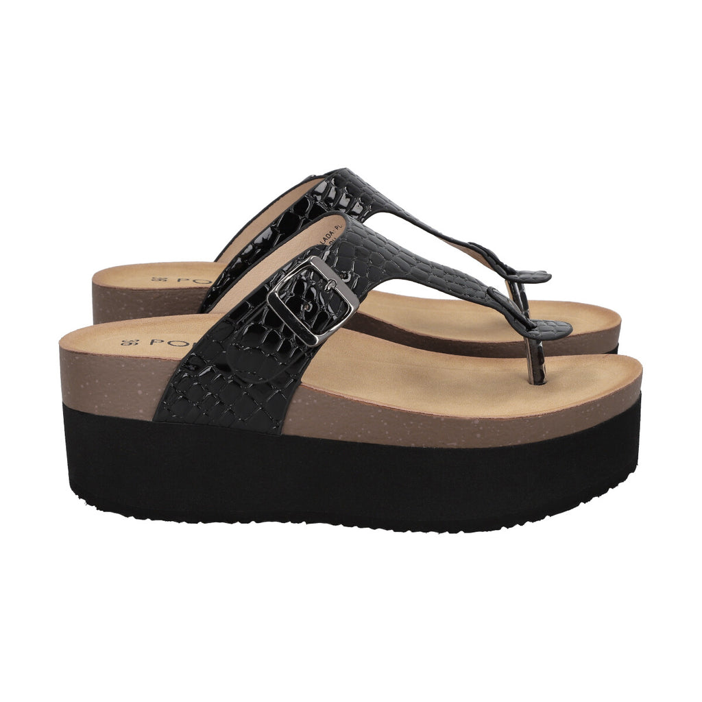 Sandalia Mujer Negro Plataforma Blake Police