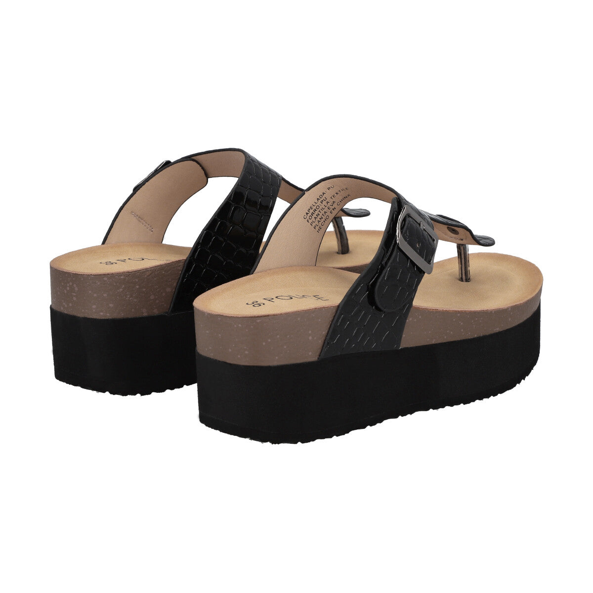 Sandalia Mujer Negro Plataforma Blake Police