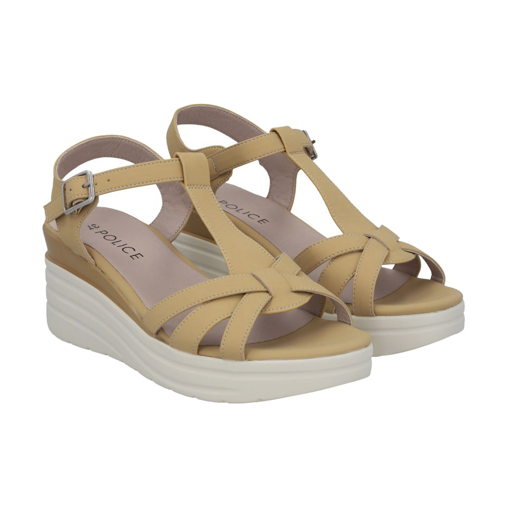 Sandalia Mujer Beige Plataforma Vesta Police