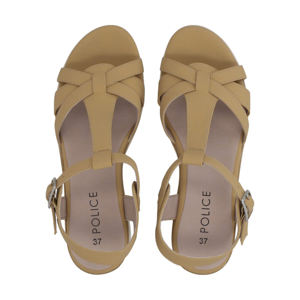Sandalia Mujer Beige Plataforma Vesta Police