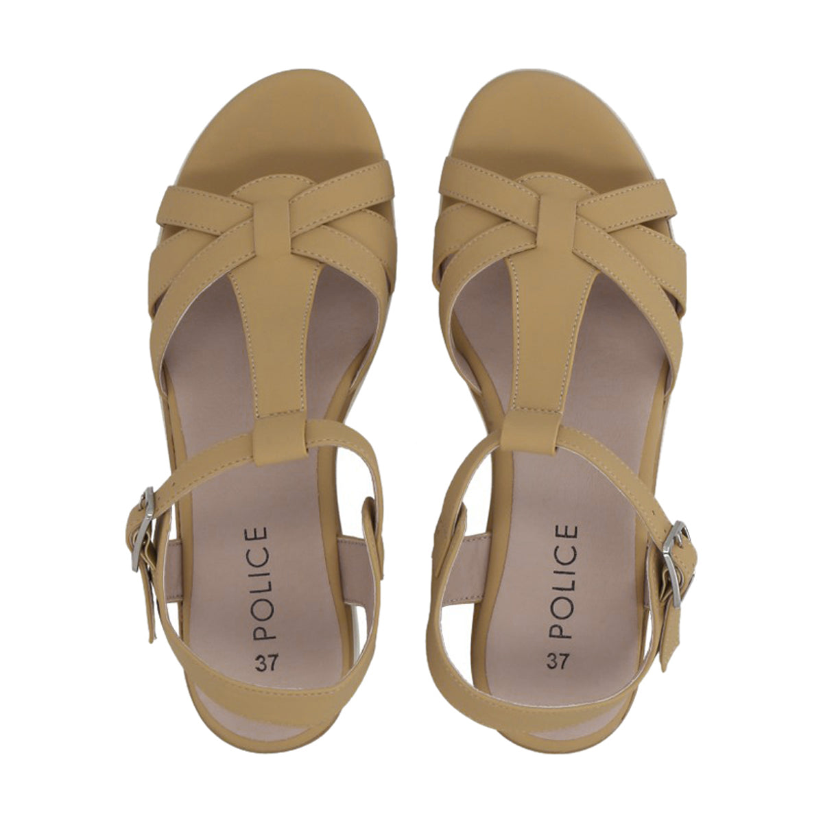 Sandalia Mujer Beige Plataforma Vesta Police