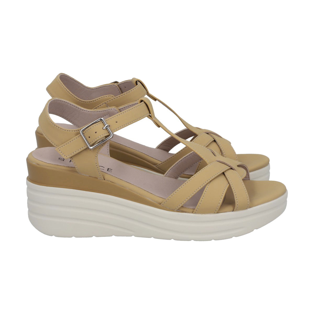 Sandalia Mujer Beige Plataforma Vesta Police