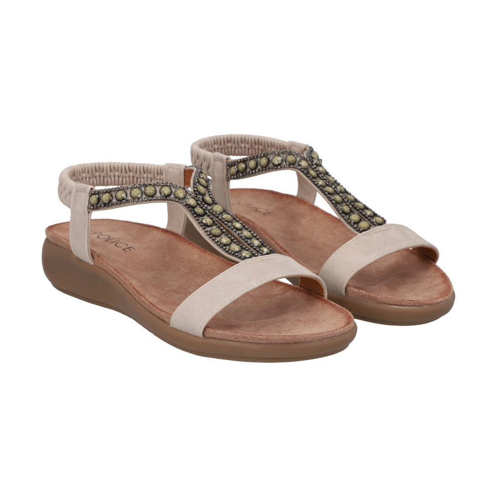Sandalia Mujer Beige  Kelly Police