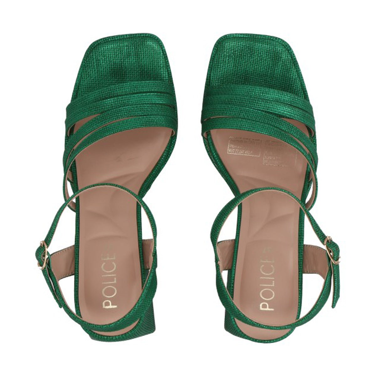 Sandalia Mujer Verde Taco Medio Gala Police
