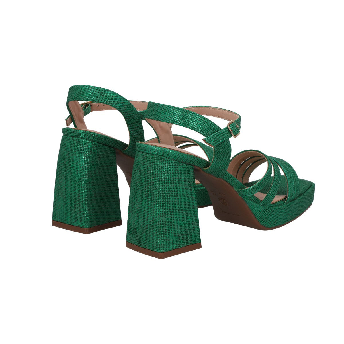 Sandalia Mujer Verde Taco Medio Gala Police