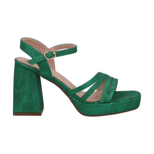 Sandalia Mujer Verde Taco Medio Gala Police