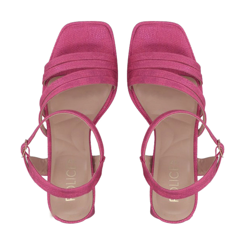 Sandalia Mujer Fucsia Taco Medio Gala Police