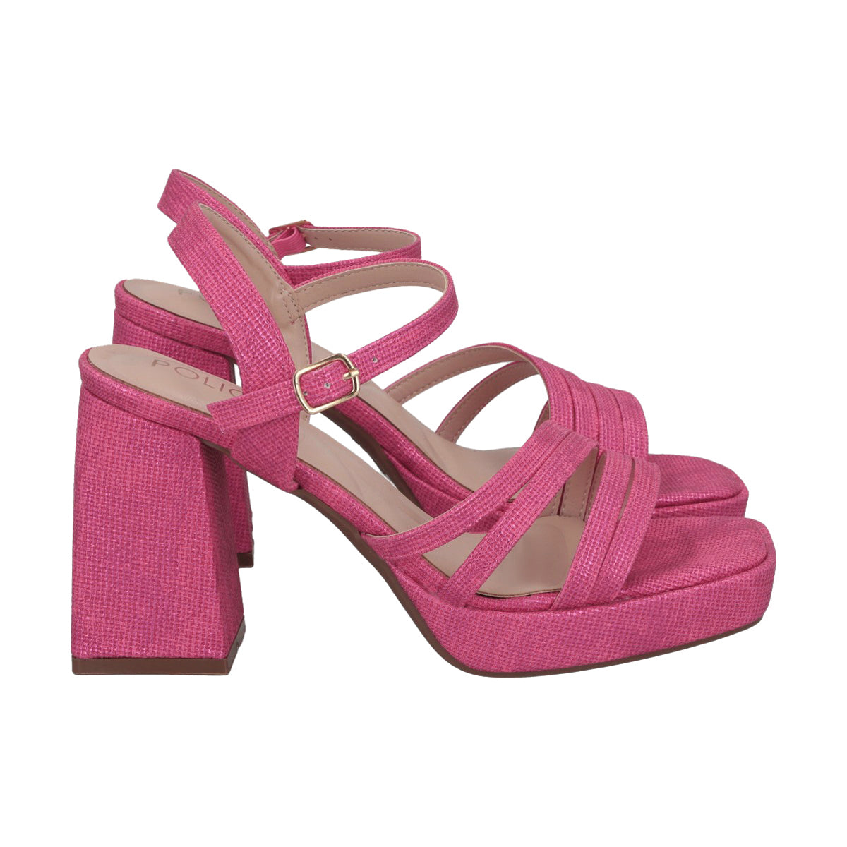 Sandalia Mujer Fucsia Taco Medio Gala Police
