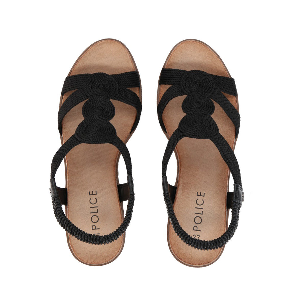 Sandalia Mujer Negro Taco Medio Camila Police