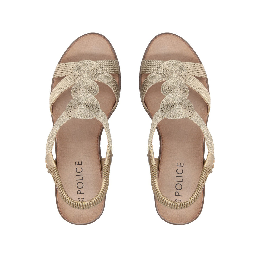 Sandalia Mujer Dorado Taco Medio Camila Police