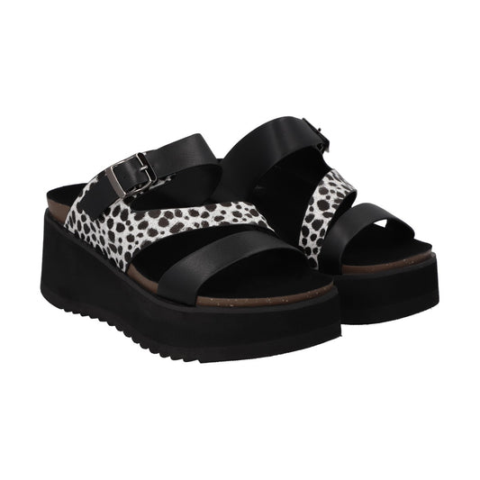 Sandalia Mujer Negro/Print Plataforma Constanza Police