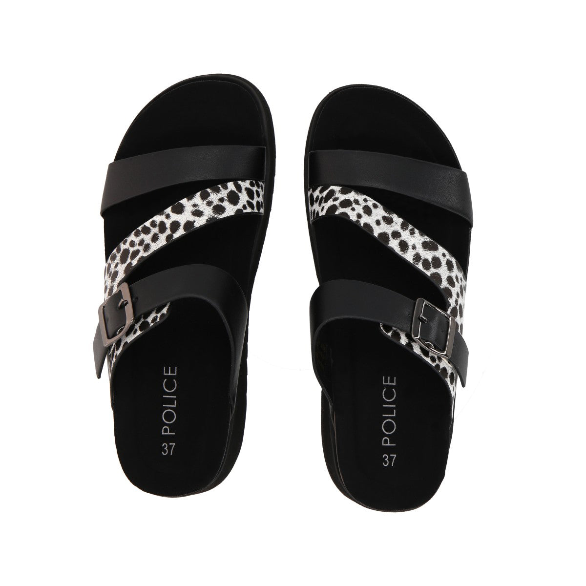 Sandalia Mujer Negro/Print Plataforma Constanza Police
