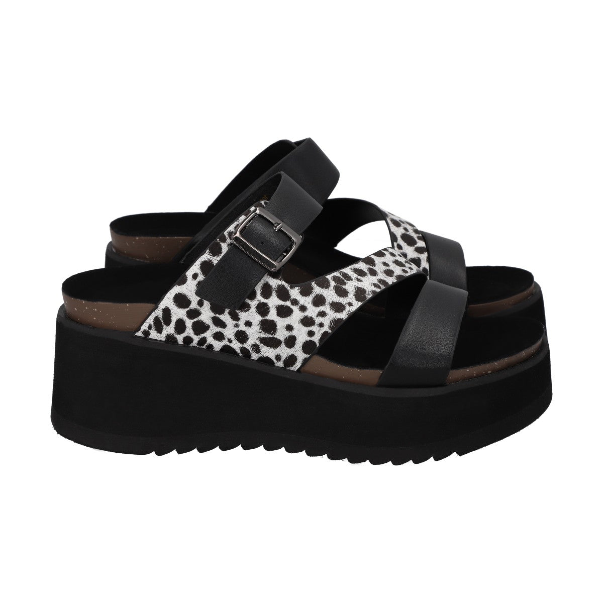 Sandalia Mujer Negro/Print Plataforma Constanza Police