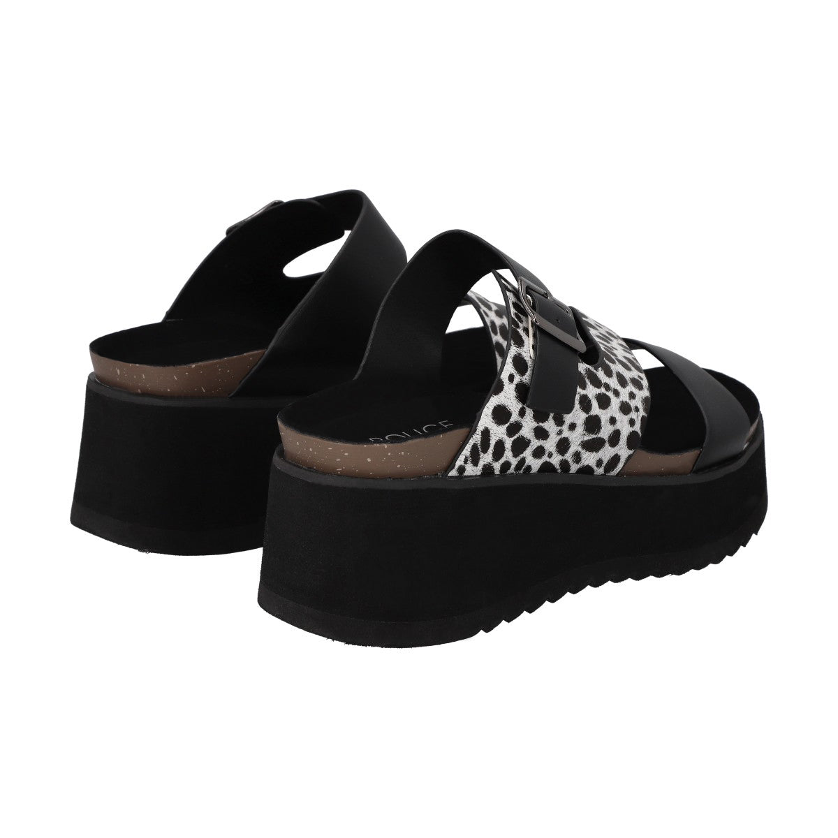 Sandalia Mujer Negro/Print Plataforma Constanza Police