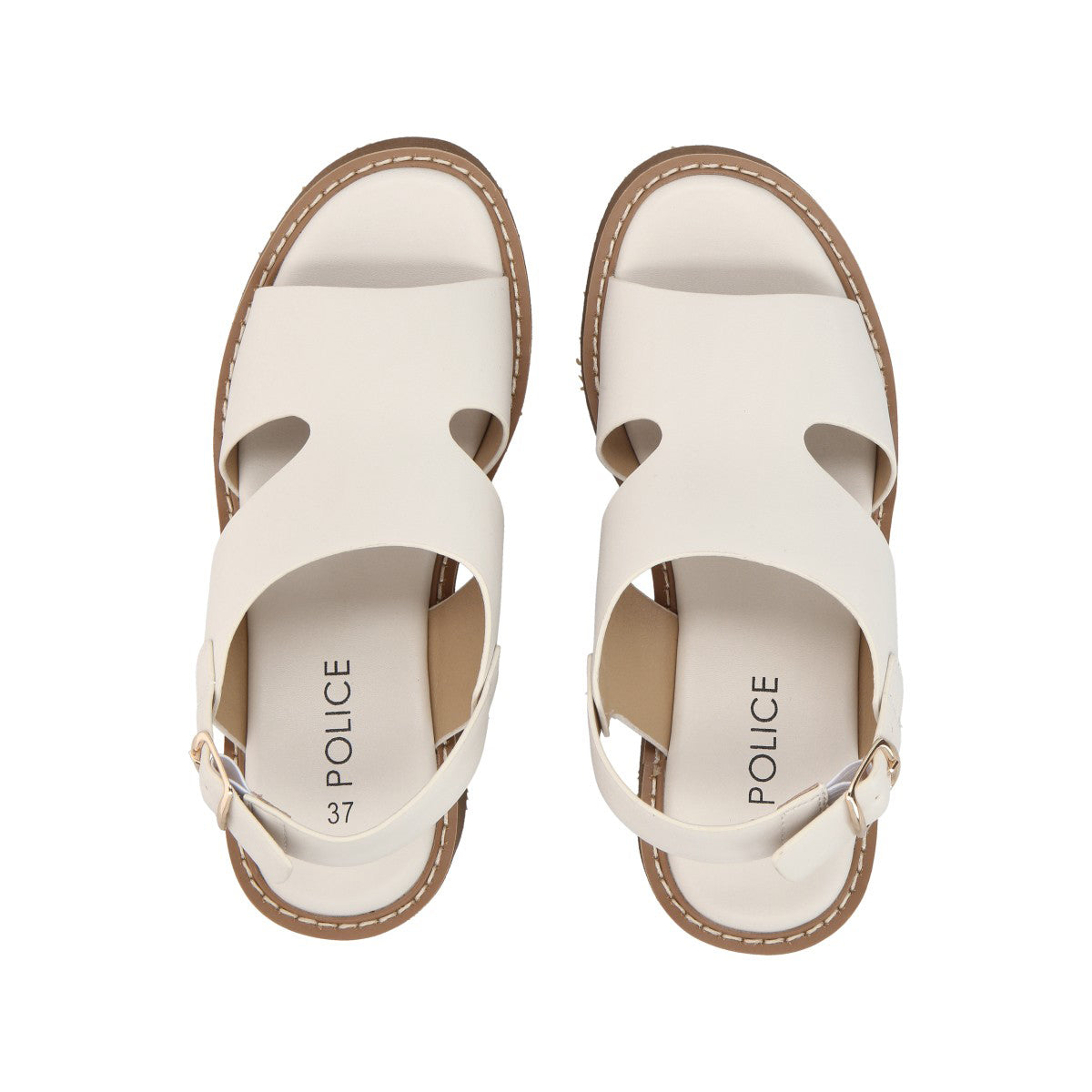 Sandalia Mujer Negro Hueso Police