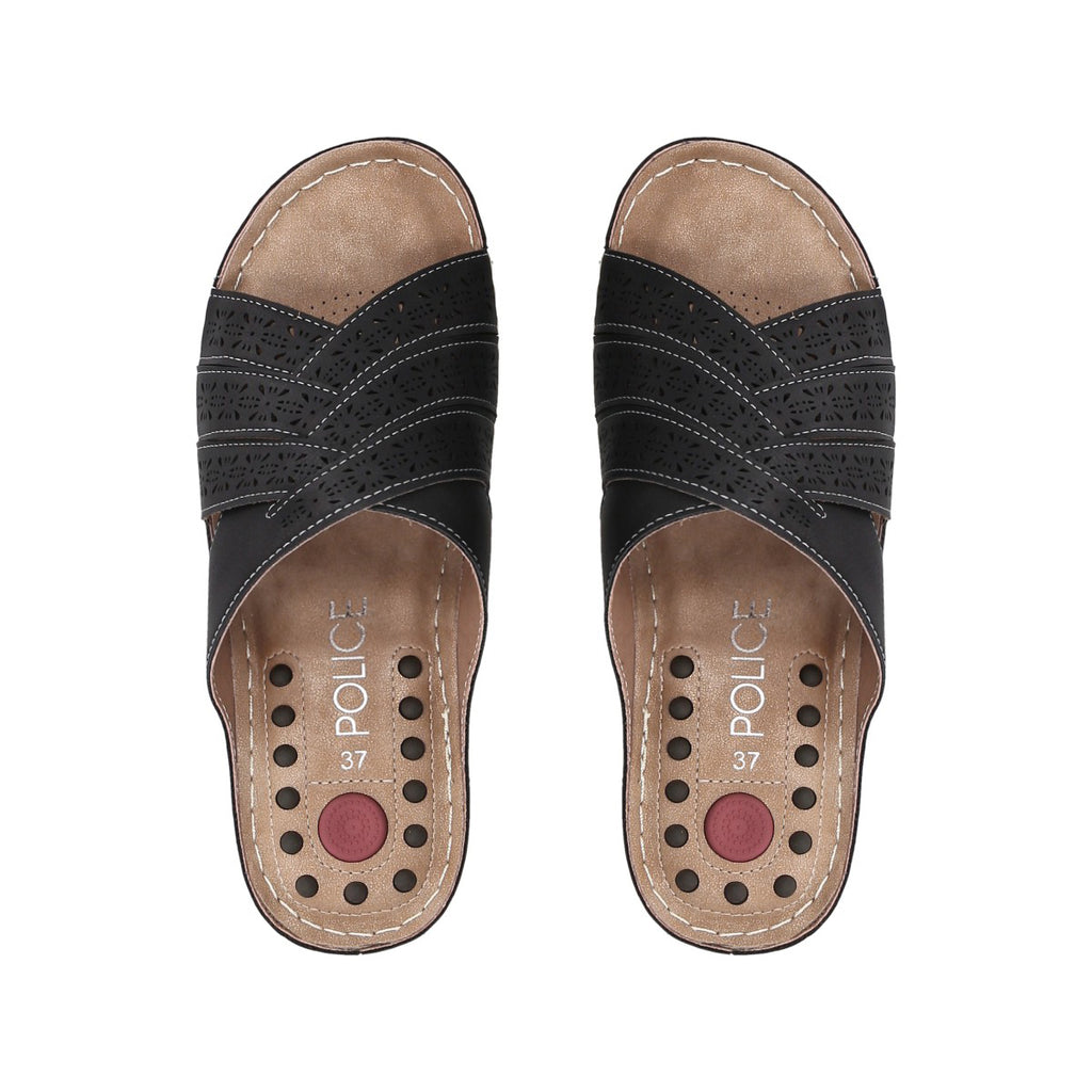 Sandalia Mujer Negro Plataforma Tamara Police